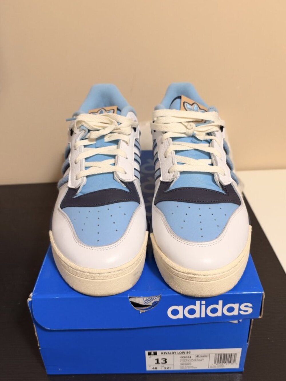 adidas Rivalry Low 86 White Clear Blue Navy FZ6334 Mens Size 13 With Box